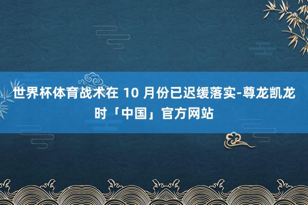 世界杯体育战术在 10 月份已迟缓落实-尊龙凯龙时「中国」官方网站