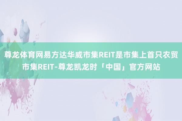尊龙体育网易方达华威市集REIT是市集上首只农贸市集REIT-尊龙凯龙时「中国」官方网站