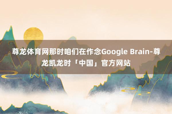 尊龙体育网那时咱们在作念Google Brain-尊龙凯龙时「中国」官方网站
