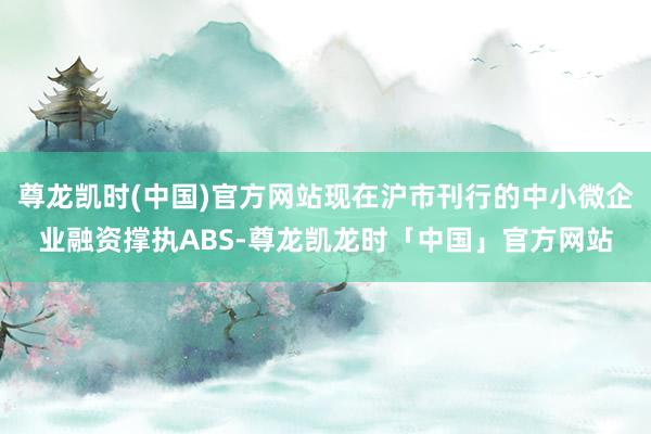 尊龙凯时(中国)官方网站现在沪市刊行的中小微企业融资撑执ABS-尊龙凯龙时「中国」官方网站