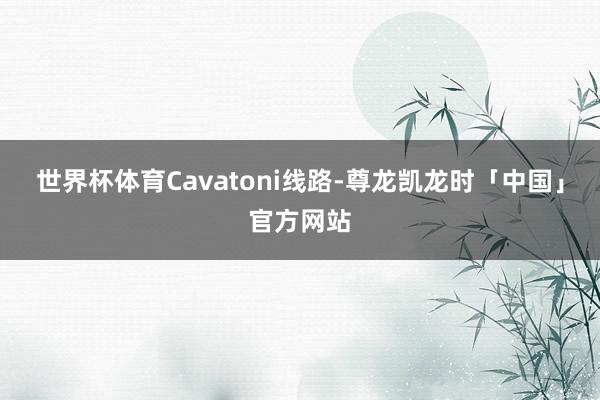 世界杯体育Cavatoni线路-尊龙凯龙时「中国」官方网站