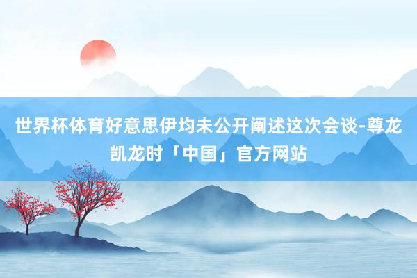 世界杯体育好意思伊均未公开阐述这次会谈-尊龙凯龙时「中国」官方网站
