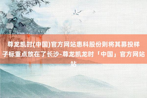 尊龙凯时(中国)官方网站惠科股份则将其募投样子标重点放在了长沙-尊龙凯龙时「中国」官方网站